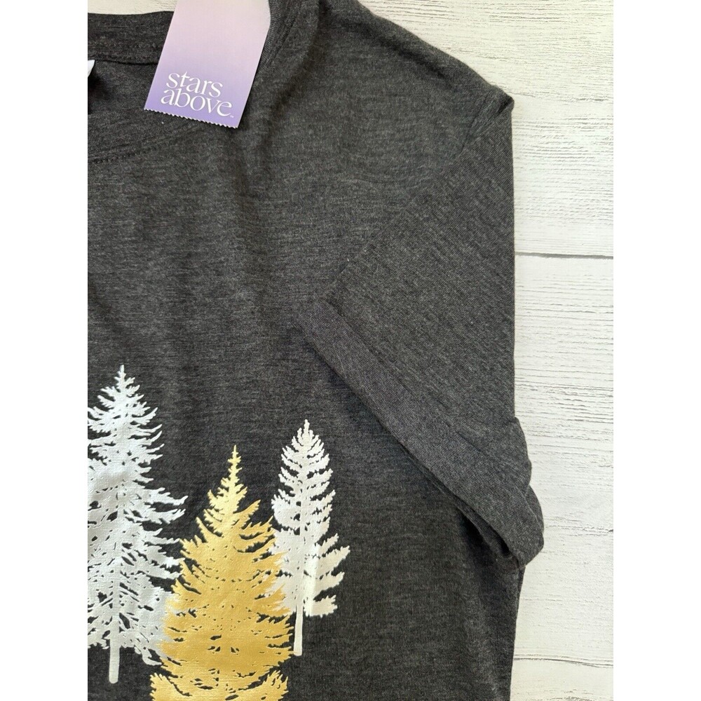Stars Above T-Shirt Sleep Shirt XS Metallic Trees - Picture 2 of 7